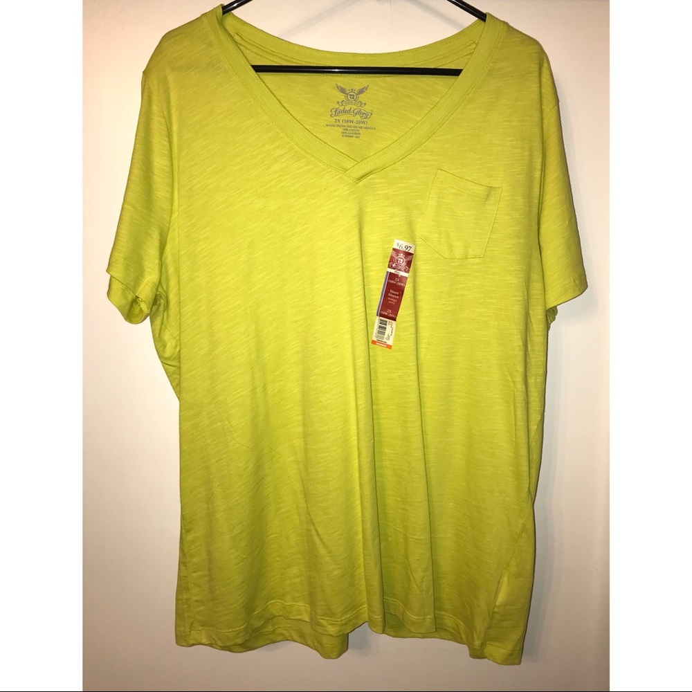 18W-20W Women’s Yellow V-Neck T-Shirt